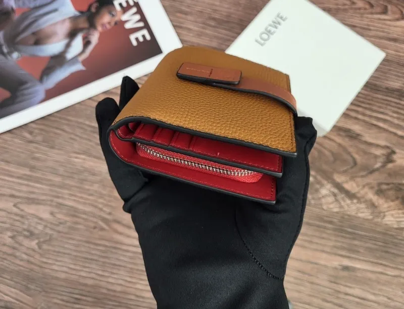 LOEWE Tan Leather Compact Wallet 329 - Image 4
