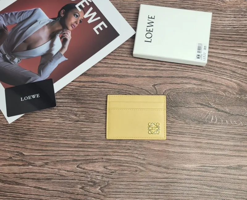 LOEWE L1122 Yellow Leather Card Holder