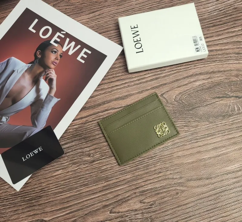 LOEWE Olive Green Leather Card Holder