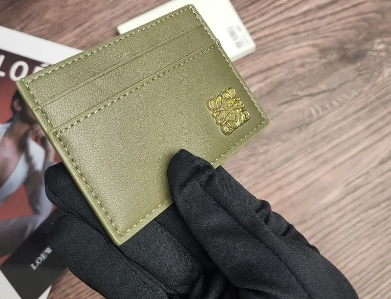 Alternative view of LOEWE Olive Green Leather Card Holder