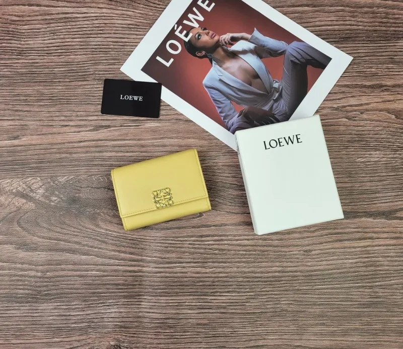 LOEWE Compact Yellow Leather Wallet