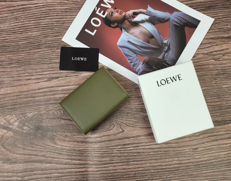 Alternative view of LOEWE Olive Green Leather Trifold Wallet 334
