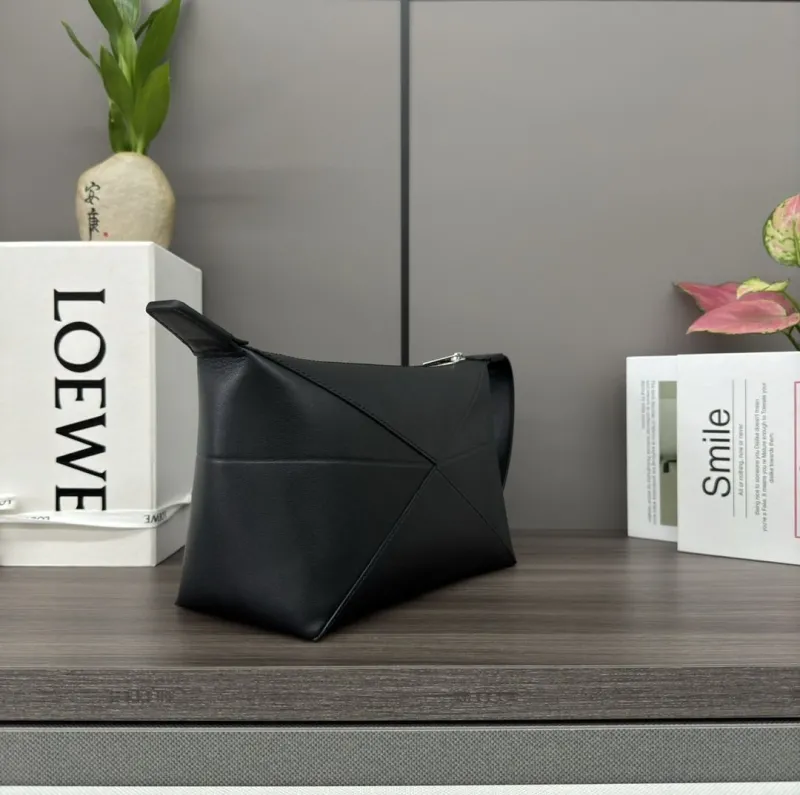 LOEWE Black Leather Cosmetic Bag - Image 3