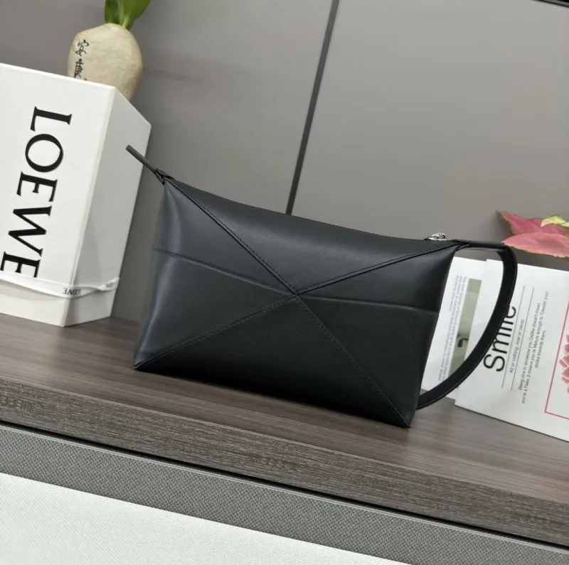 LOEWE Black Leather Cosmetic Bag - Image 4