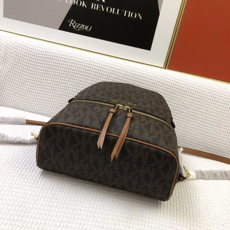 Michael Kors RheaZip Brown Monogram Backpack F9820 - Image 6