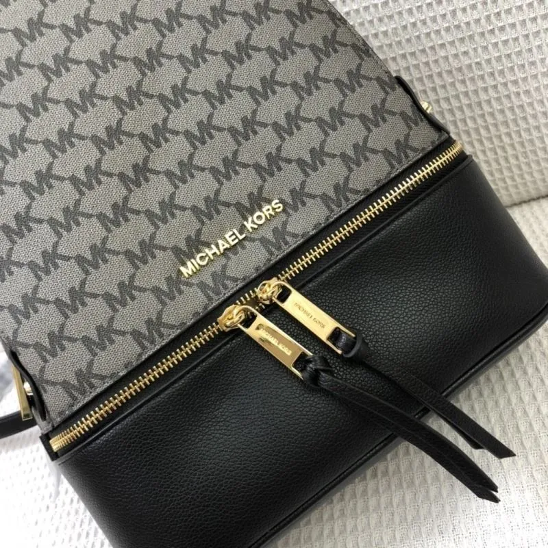 Michael Kors RheaZip Monogram Backpack F9820 Gray Black - Image 4