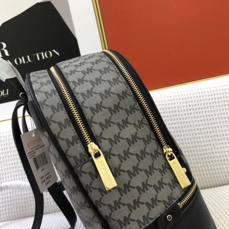 Michael Kors RheaZip Monogram Backpack F9820 Gray Black - Image 5