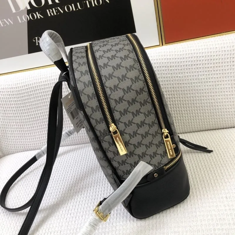 Michael Kors RheaZip Monogram Backpack F9820 Gray Black - Image 7