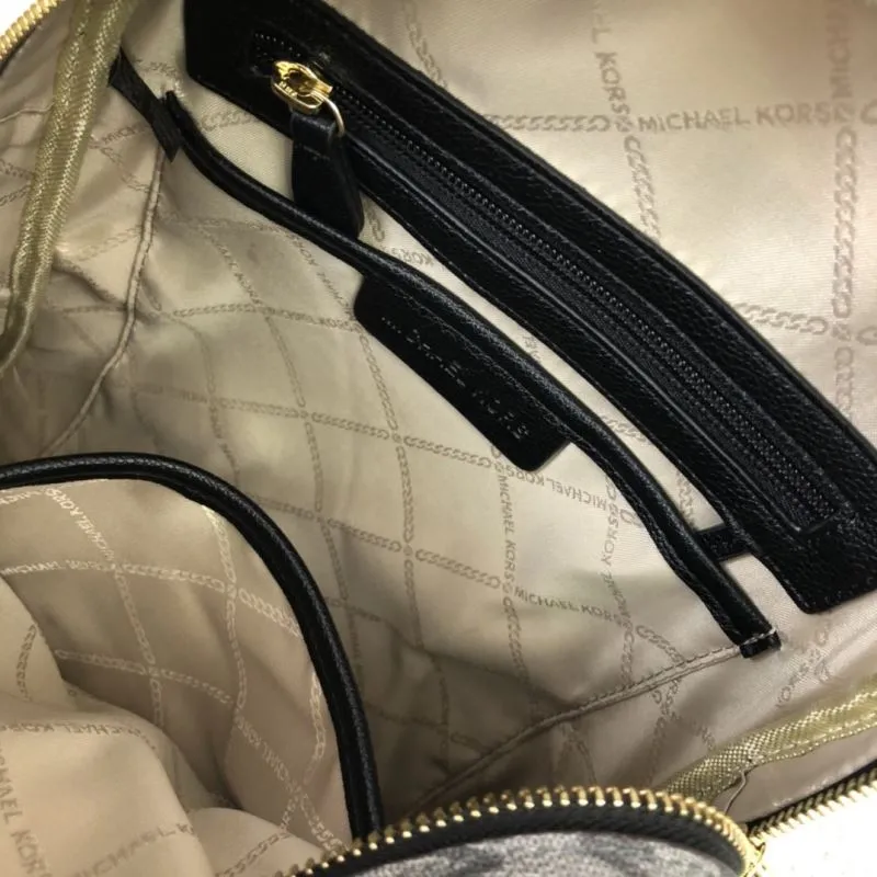 Michael Kors RheaZip Monogram Backpack F9820 Gray Black - Image 9