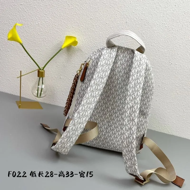 Michael Kors F022 White Gray Monogram Backpack - Image 3