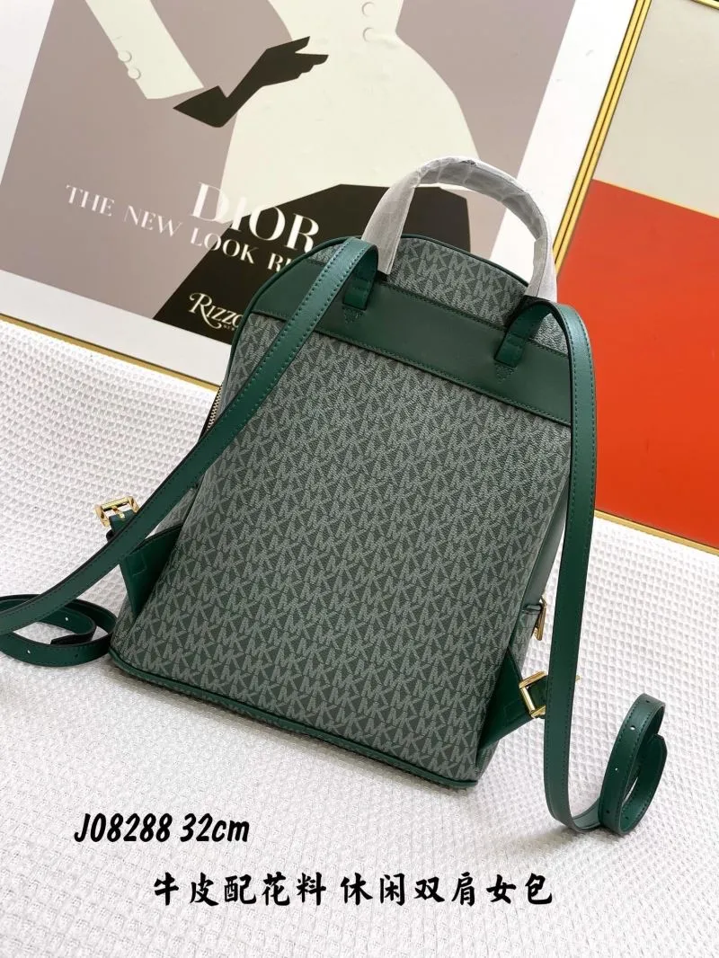 Michael Kors Green Monogram Women's Backpack J08288 32cm - Image 3
