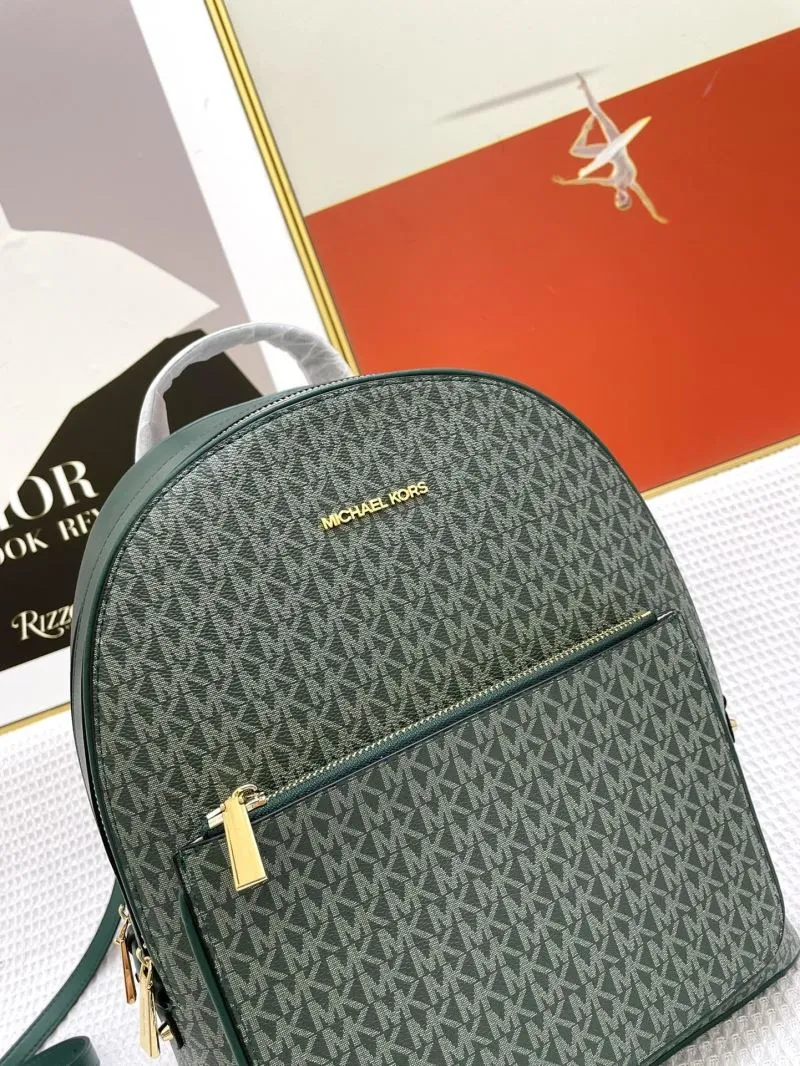 Michael Kors Green Monogram Women's Backpack J08288 32cm - Image 5