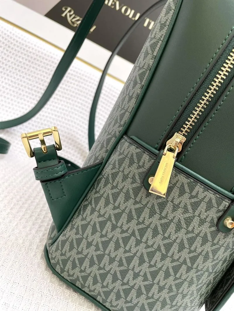 Michael Kors Green Monogram Women's Backpack J08288 32cm - Image 6