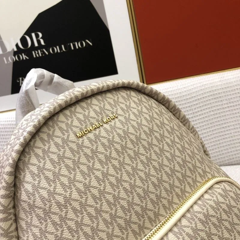 Michael Kors H8072 Monogram Beige Backpack - Image 4