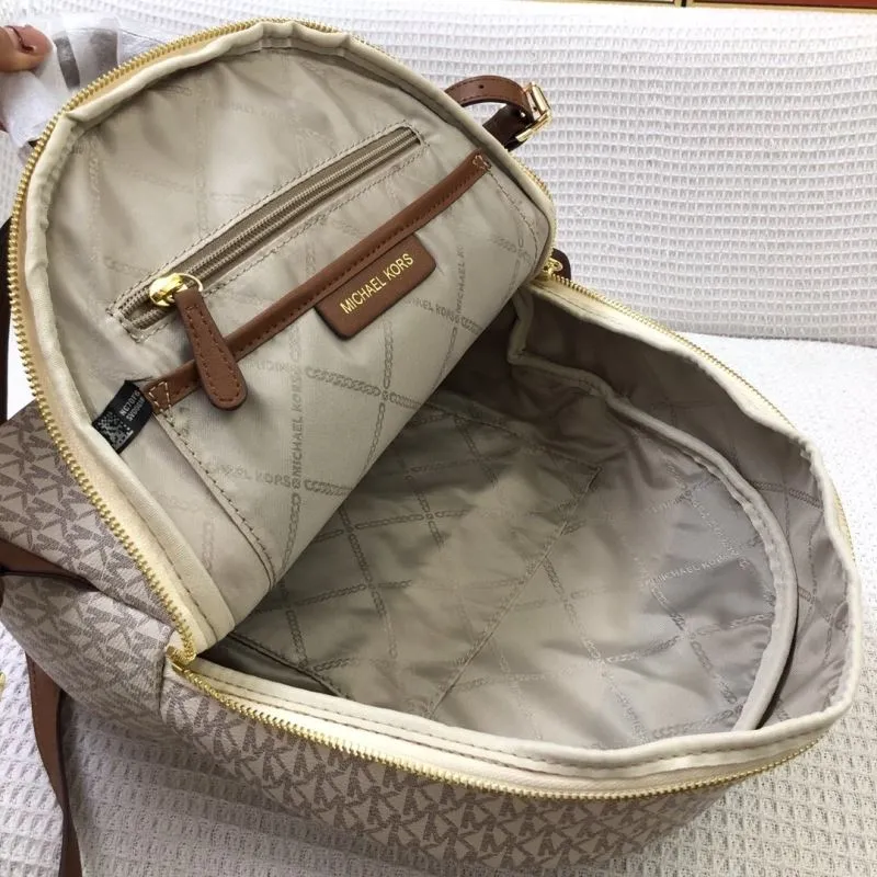 Michael Kors H8072 Monogram Beige Backpack - Image 8