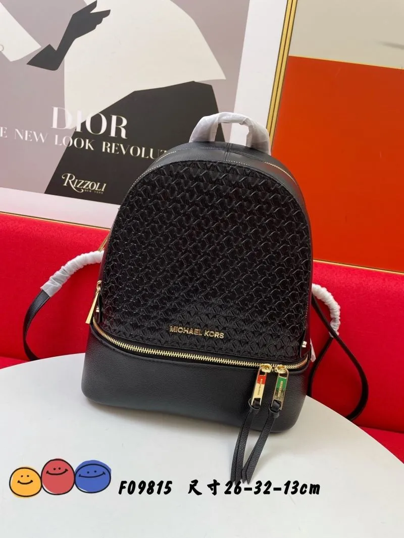 Michael Kors Black Leather Backpack F09815 Size 26-32-13cm