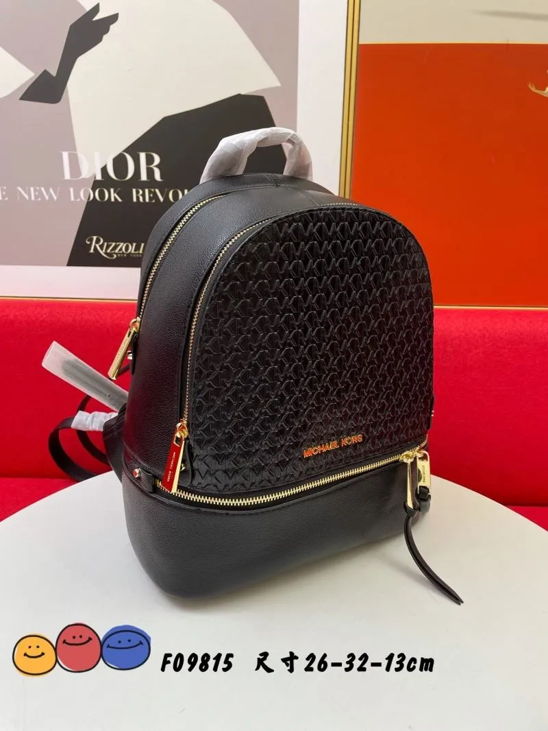 Michael Kors Black Leather Backpack F09815 Size 26-32-13cm - Image 3