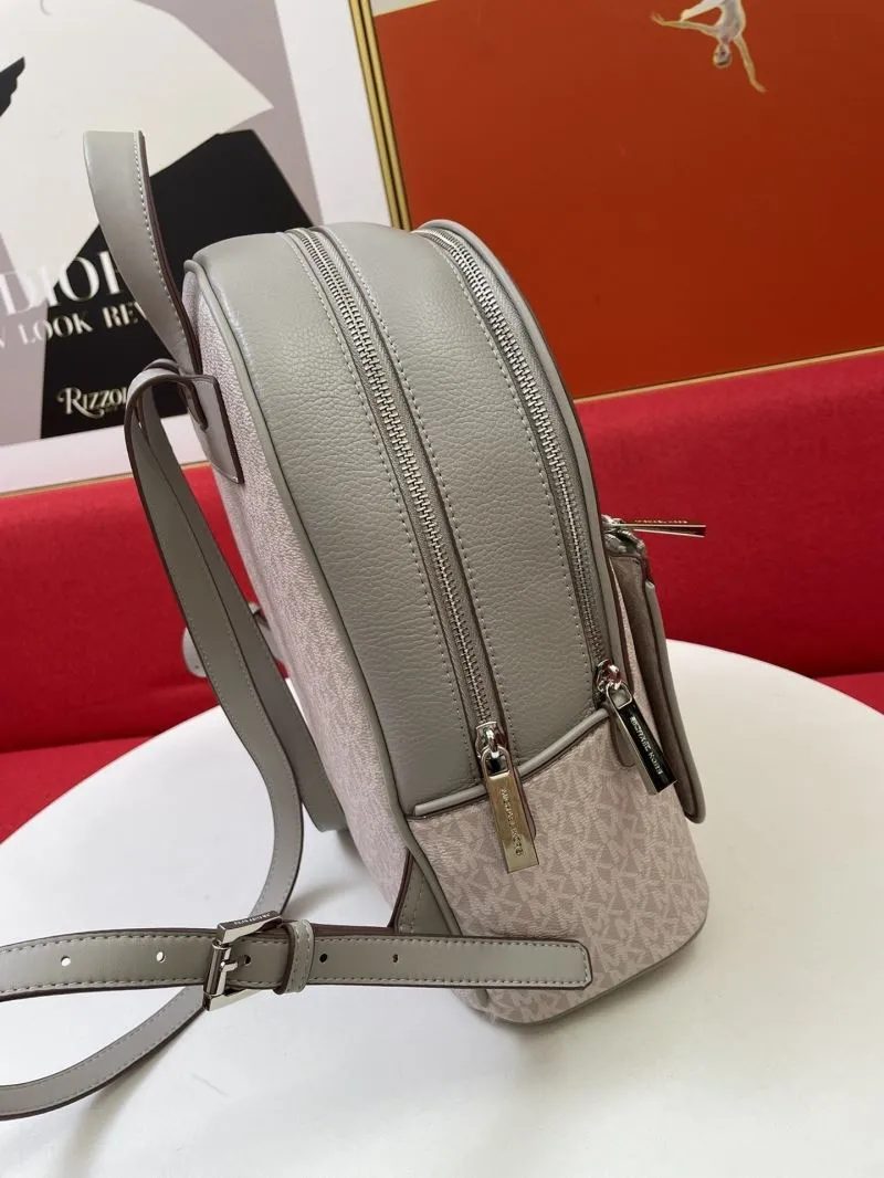 Michael Kors H8085 Light Gray Monogram Backpack - Image 6