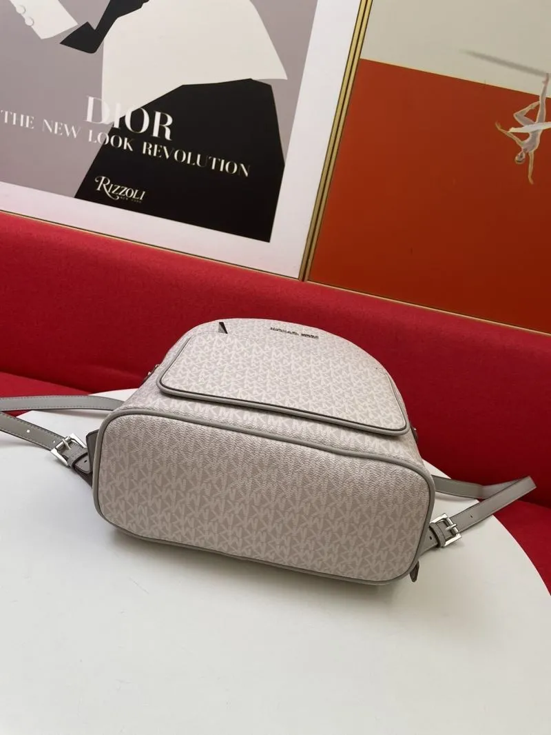 Michael Kors H8085 Light Gray Monogram Backpack - Image 7