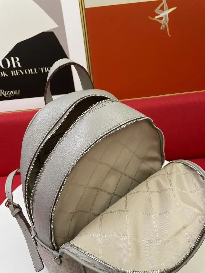 Michael Kors H8085 Light Gray Monogram Backpack - Image 8