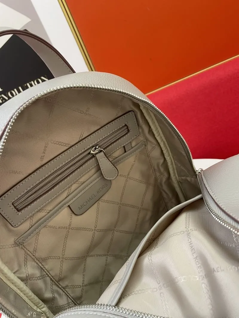 Michael Kors H8085 Light Gray Monogram Backpack - Image 9
