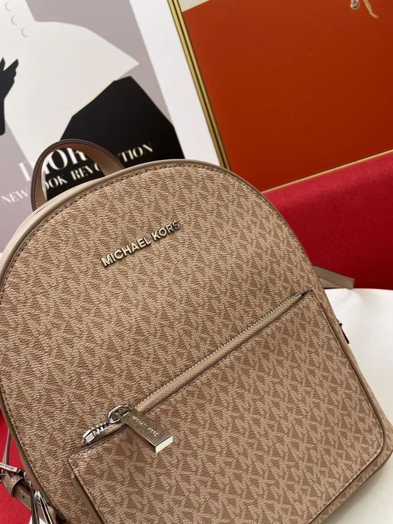 Michael Kors H8085 Beige Monogram Casual Backpack - Image 4