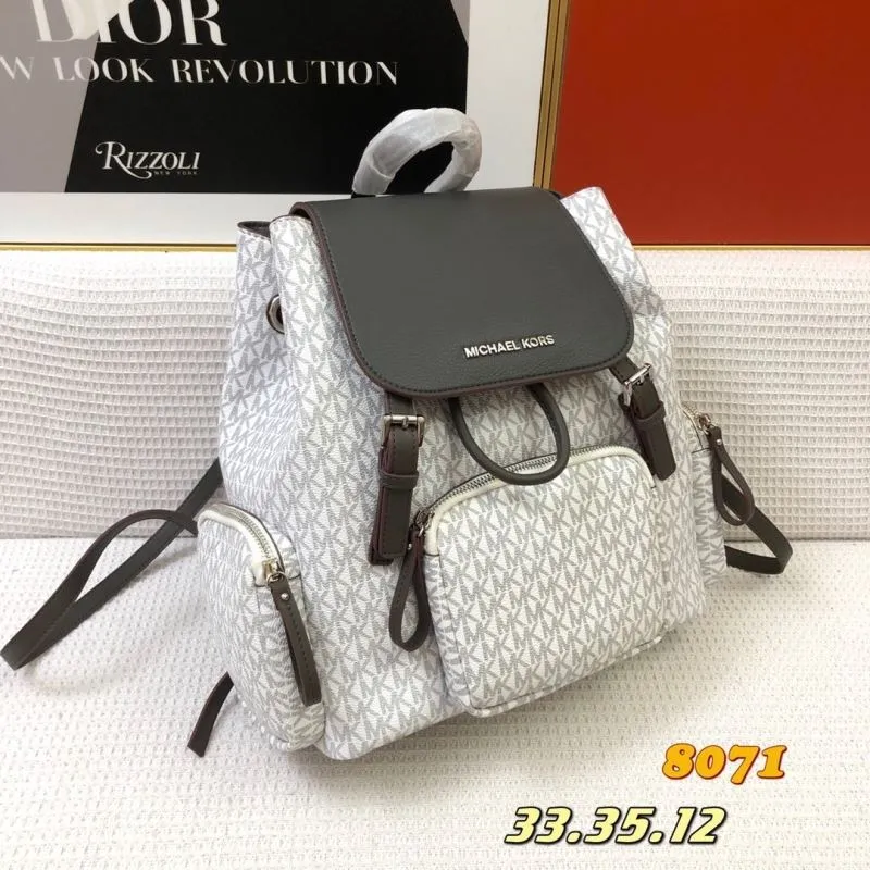 Alternative view of Michael Kors White Gray Monogram Backpack 8071