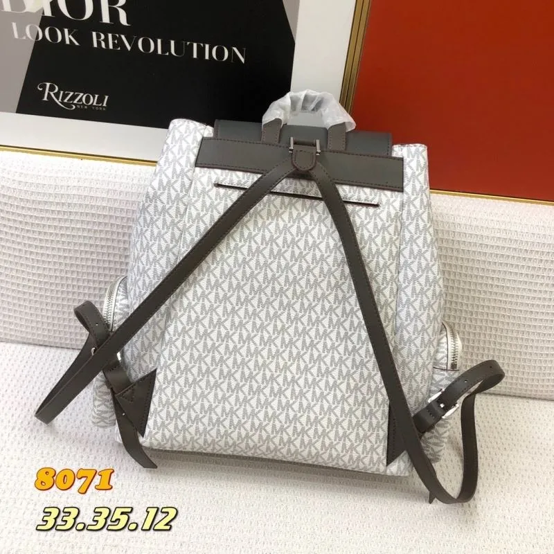 Michael Kors White Gray Monogram Backpack 8071 - Image 3