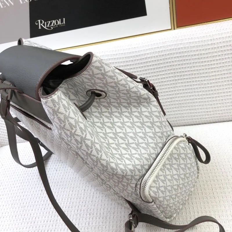 Michael Kors White Gray Monogram Backpack 8071 - Image 5