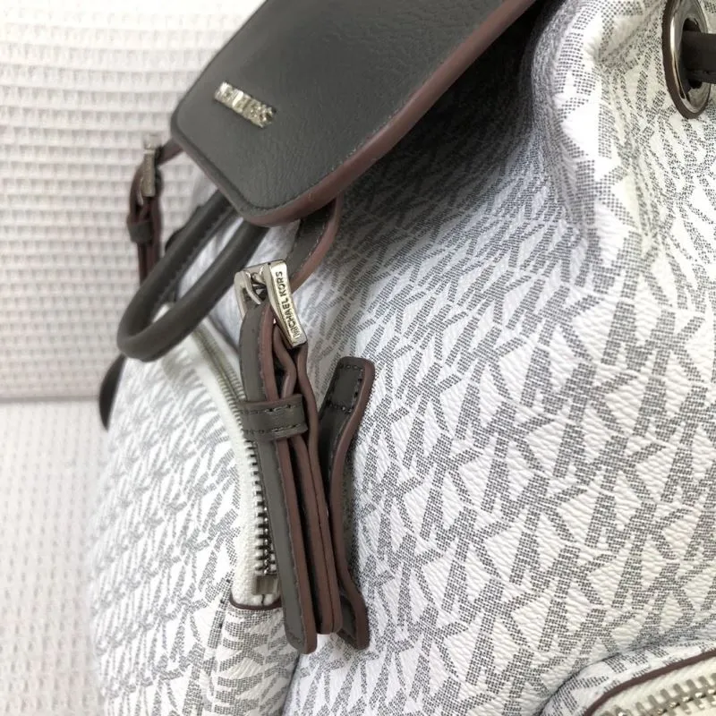 Michael Kors White Gray Monogram Backpack 8071 - Image 6