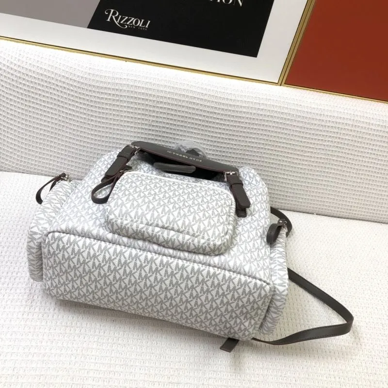 Michael Kors White Gray Monogram Backpack 8071 - Image 7