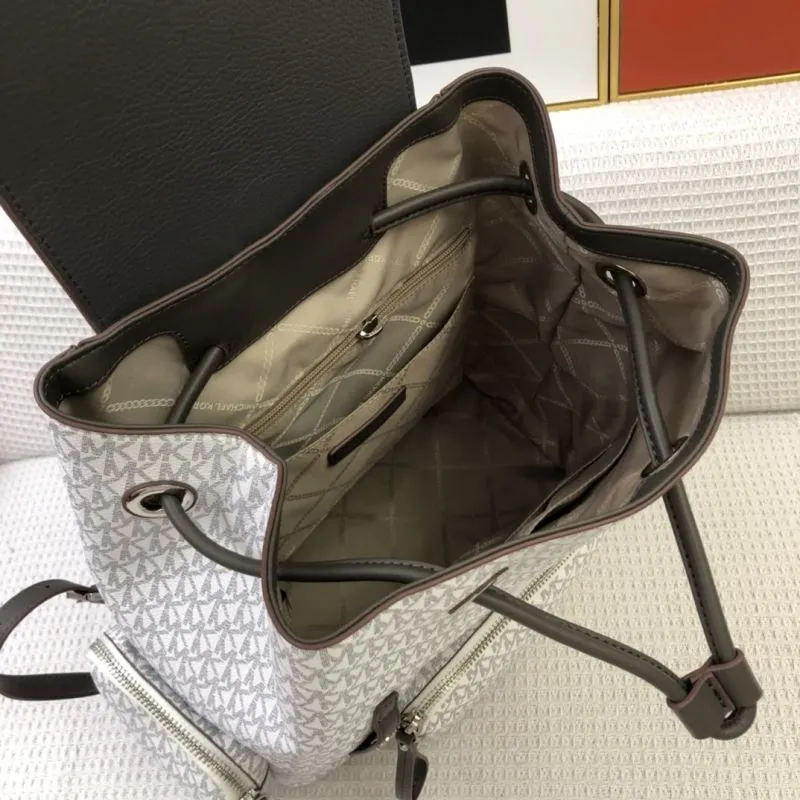 Michael Kors White Gray Monogram Backpack 8071 - Image 8