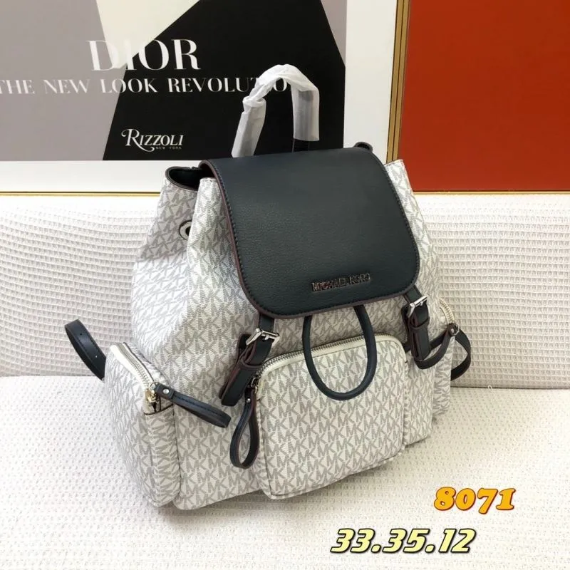 Alternative view of Michael Kors Monogram Backpack 8071 White Black