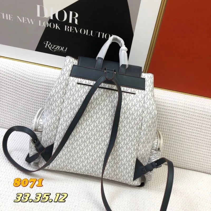 Michael Kors Monogram Backpack 8071 White Black - Image 3