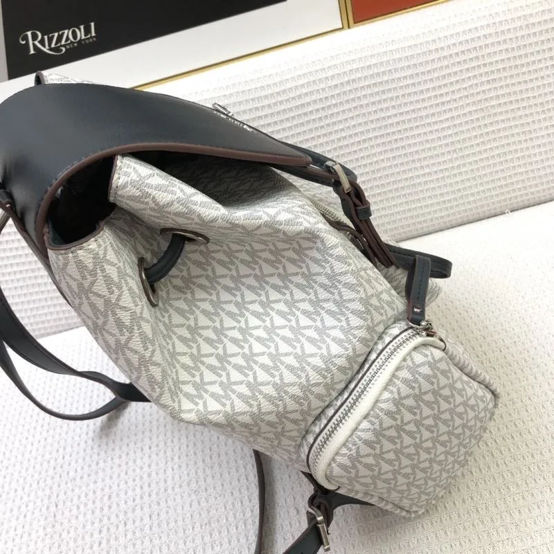 Michael Kors Monogram Backpack 8071 White Black - Image 4