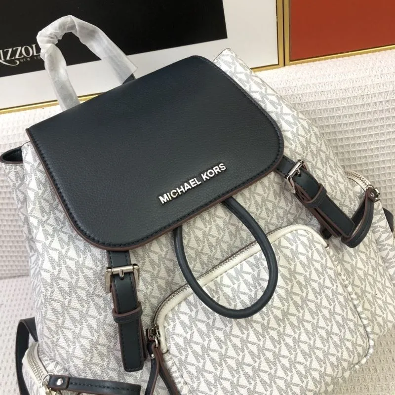 Michael Kors Monogram Backpack 8071 White Black - Image 5