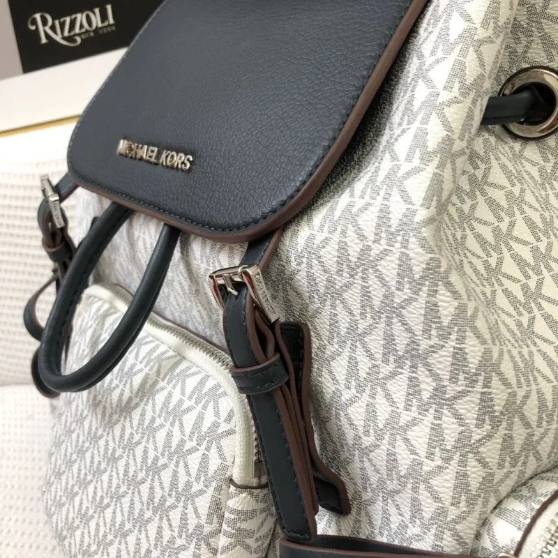 Michael Kors Monogram Backpack 8071 White Black - Image 6