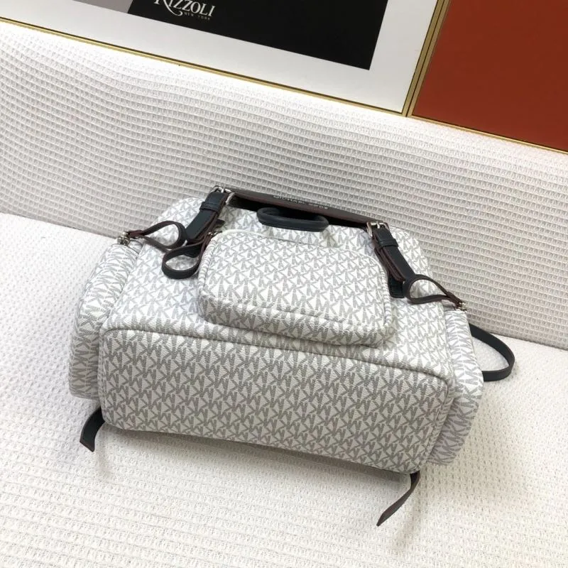 Michael Kors Monogram Backpack 8071 White Black - Image 7