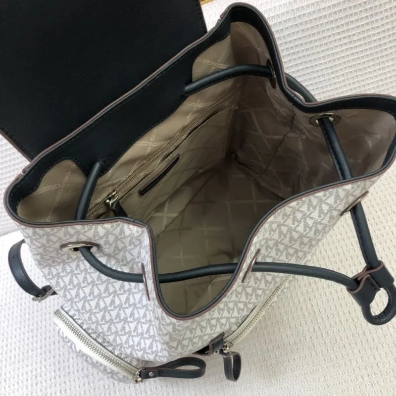 Michael Kors Monogram Backpack 8071 White Black - Image 8