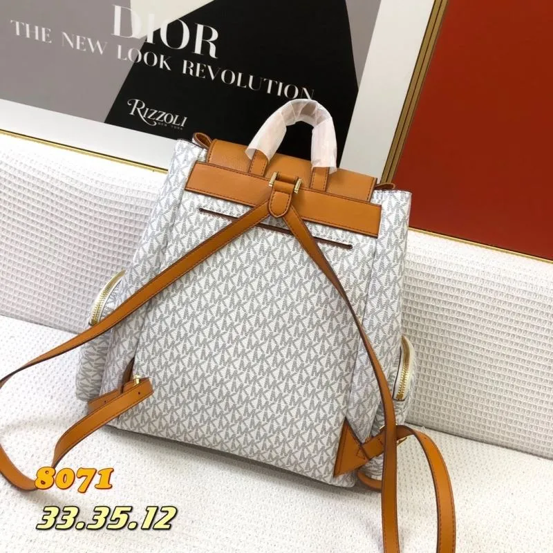 Michael Kors White Monogram Backpack 8071 - Image 3