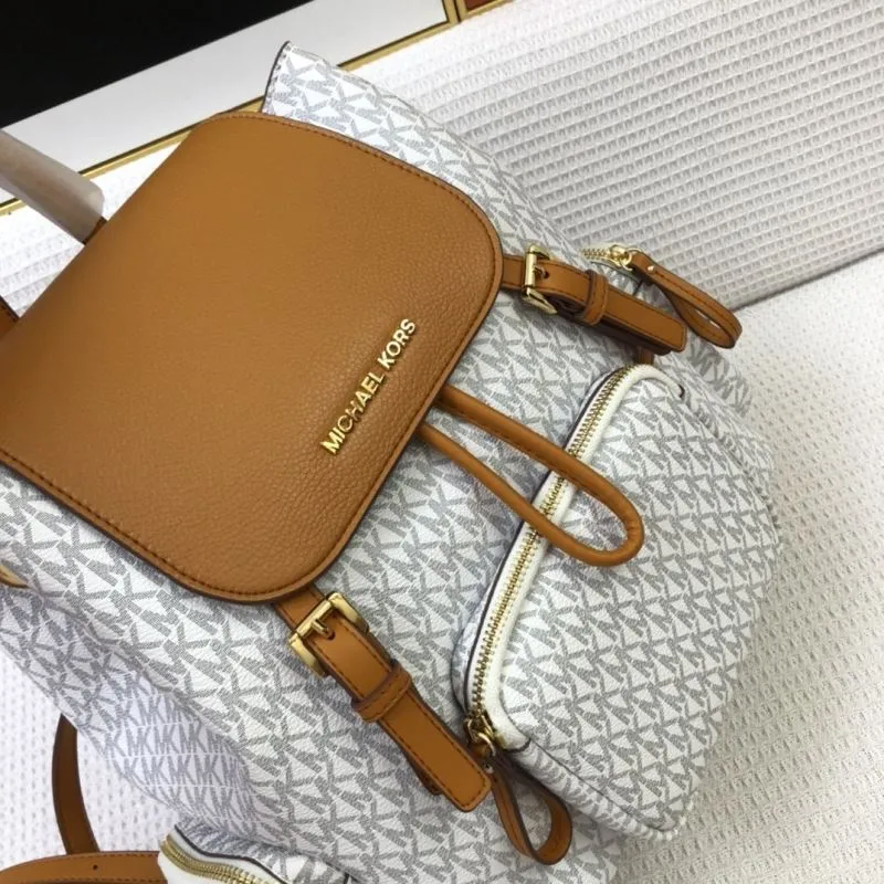 Michael Kors White Monogram Backpack 8071 - Image 4