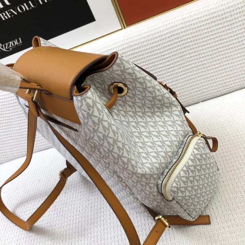 Michael Kors White Monogram Backpack 8071 - Image 6