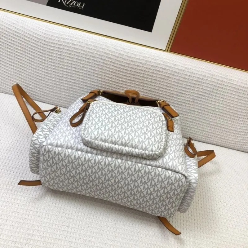Michael Kors White Monogram Backpack 8071 - Image 7