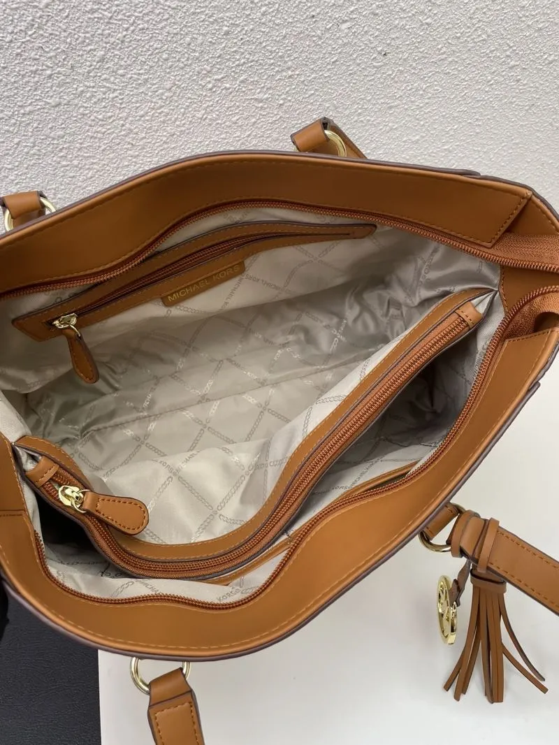 Michael Kors Beige Brown Monogram Shoulder Tote Bag H02060 32CM - Image 8