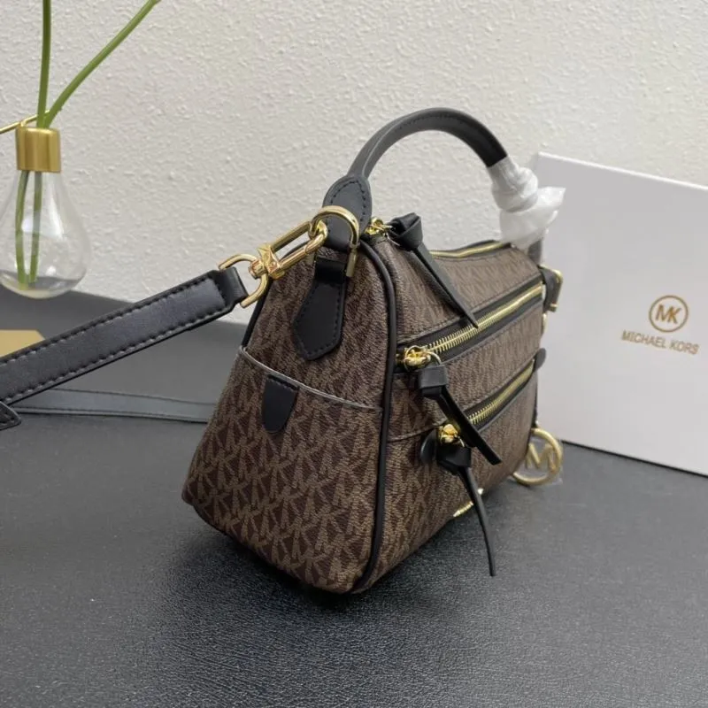 Michael Kors Brown Monogram Crossbody Handbag H2061 21cm - Image 3
