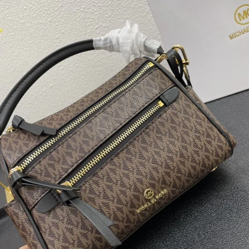 Michael Kors Brown Monogram Crossbody Handbag H2061 21cm - Image 4