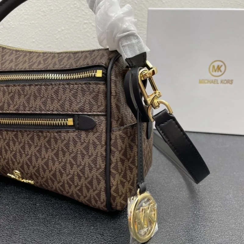 Michael Kors Brown Monogram Crossbody Handbag H2061 21cm - Image 5
