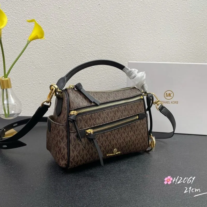 Michael Kors Brown Monogram Crossbody Handbag H2061 21cm - Image 7