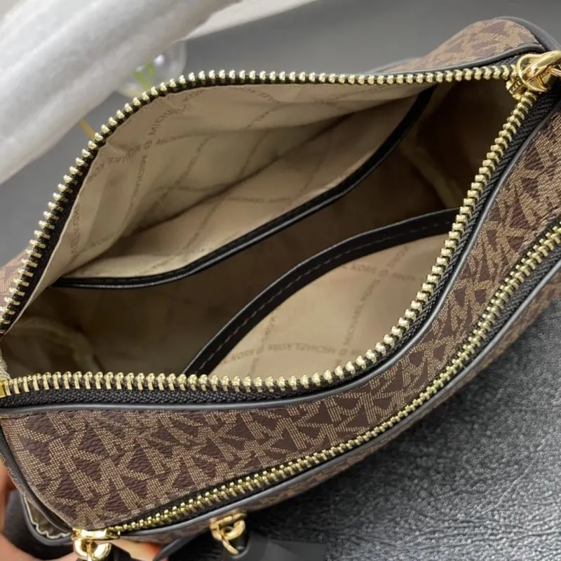 Michael Kors Brown Monogram Crossbody Handbag H2061 21cm - Image 8