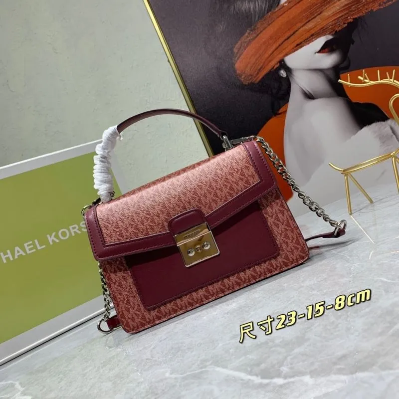 Michael Kors Maroon Monogram Handbag 23x15x8 cm